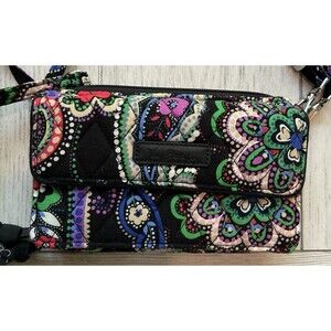 Vera Bradley Kiev Paisley Black Small All In One Crossbody Handbag NEW